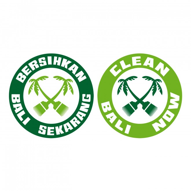 Clean Bali Now Logo auf Bahasa Indonesia und in English